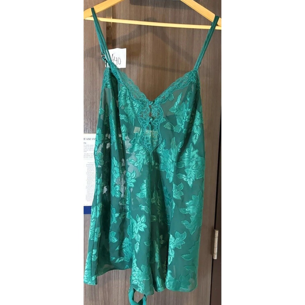 Solange Sexy Romper 18/20 Teal Floral Lace Spaghetti Straps Play suit Satin